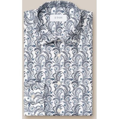 Eton Overhemd Floral Pattern Luxury Cotton Signature Twill Licht Blauw / male