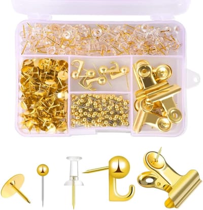 Gouden Punaises Set - Decoratieve Spelden - Kantoor Organisatie - 5 Stijlen Inclusief - 310 Stuks - Goud