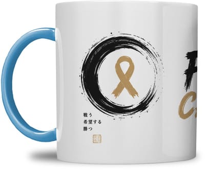 MOK | FUCK CANCER | SAMURAI WATERVERF DESIGN | GEPERSONALISEERD MET NAAM | LICHT BLAUW