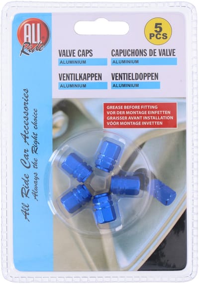 Valve caps 5pcs blue ALU