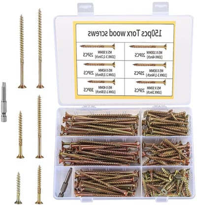 SnelShoppen - 150-Delige Torx Houtschroeven, Zelftappende Universele Schroeven M5 voor Bevestigingsplaten, Terrasschroeven, Voor Dakstructuren, Roestv