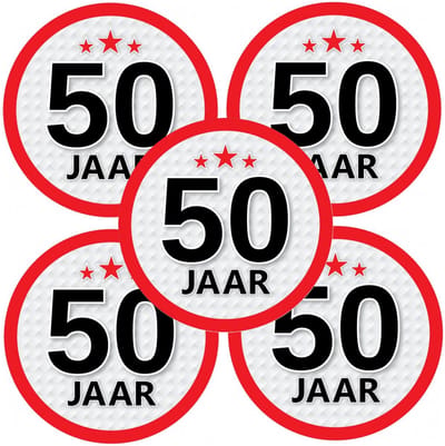 50 jaar leeftijd sticker - 10x - rond - Dia 15 cm - 50 jaar verjaardag - jubileum - leeftijd versiering