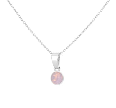 ARLIZI 2071 Ketting roze opaal Swarovski kristal hanger - sterling zilver - 44 cm