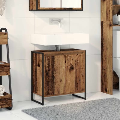 vidaXL - Badkamerkast - Oud - Hout - 60 - x - 30 - x - 60 - cm - Bewerkt - hout