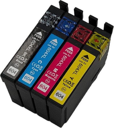 KATRIZ® huismerk inkt voor Epson T604XL/ 604XL / 604 ( Zwart+ cyaan+ Magenta + Geel) | 4 stuks | Epson Expression Home XP-2200 / XP-2205 / XP-3200 / XP-3205 / XP-4200 / XP-4205 / Epson WorkForce WF-2910DWF / WF-2930DWF / WF-2935DWF / WF-2950DWF
