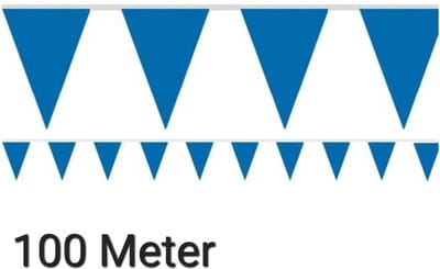 100 meter Blauw Vlaggenlijn Versiering - 10 stuks- Apres ski- Oktoberfest - Halloween - Slingers - Verjaardag- Koningsdag