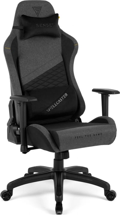 SENSE7 Spellcaster Senshi XL - Ergonomische bureaustoel - Gamingstoel - nek- en lendenkussen - In hoogte verstelbaar - Ademend materiaal - Duurzaam en comfortabel - Maximale belasting 160 kg - Ruim 180 cm lang - Zwart en grijs