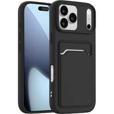 ShieldCase back cover hoesje met pasjeshouder geschikt voor iPhone 17 Pro (zwart) – sterke case met kaarthouder, premium bescherming en slank design
