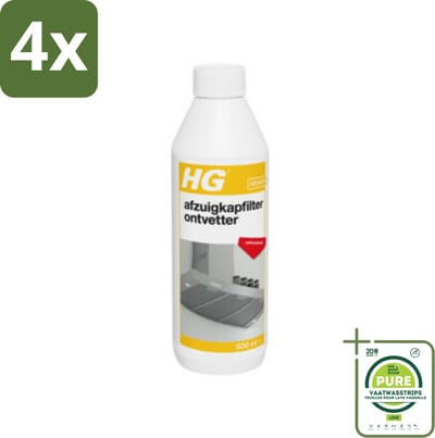HG Afzuigkapfilter Ontvetter 500 ml - Voordeelverpakking - 4 stuks - Afzuigkapfilter reiniger - Ontvetter afzuigkap