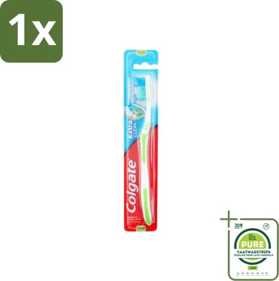 1 x Colgate - Tandenborstel - Extra Clean Medium - 1 Tandenborstel - Tandenborstel - Tandenpoetsen - Tandenborstel Medium - Tandenborstel Gebogen Kop - Tandenborstel Anti-slip