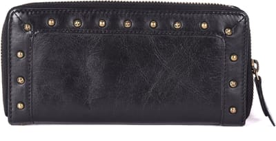 Vintage Echt Italiaans Leren Boho Portemonnee met Studs – Dames Portemonnee met Ritsvak voor Muntgeld & Creditcardhouder