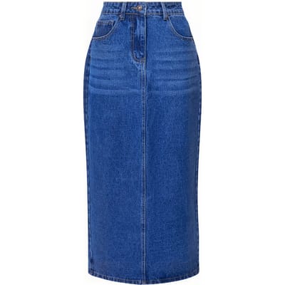French Connection Denim Midi Back Split Skirt Vintage Size: 6 | Denim Skirts Outlet | Dames | Blauw