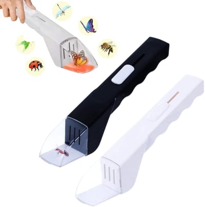 2-delige draagbare insectenvanger - Snel te ontgrendelen - Gehumaniseerd vanggereedschap - Met transparant venster - Container voor natuuronderzoek - Geschikt voor het vangen van vlinders, bijen, spinnen, enz. - Zwart, Wit