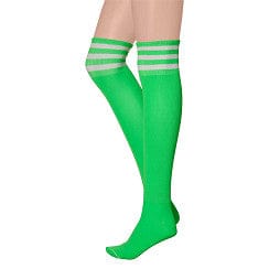 Apollo - Cheerleaders sokken - Cheerleader kousen - Fluor Groen/ Wit - One Size - Cheerleader kostuum dames - Carnavalskleding - Cheerleader