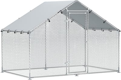 4goodz Kippenren met UV-bestendig zeil en gaas voor 5-8 kippen - 300x170 cm