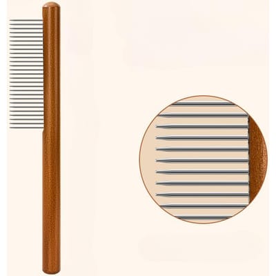 Massief Houten Kam Huisdier Verzorging Schoonmaken Vlooienkam Kat Grooming Tool Roestvrij Staal Haar Remover Borstel Voor Honden Dierbenodigdheden Sparse teeth