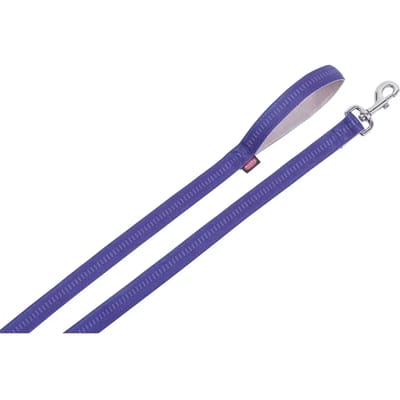 Nobby Soft Grip Hondenlijn - Dubbel Nylon - Gevoerd - Paars / Grijs - Breedte 15 mm - Lengte 120 cm