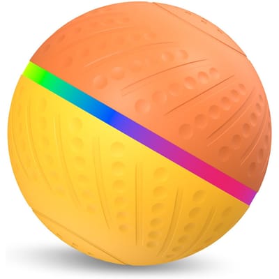 Balle jouet pour animaux de compagnie – Jouets interactifs pour chiens Jolly Ball Herding Ball pour chiens – Conception double mode No Remote Control jaune/orange