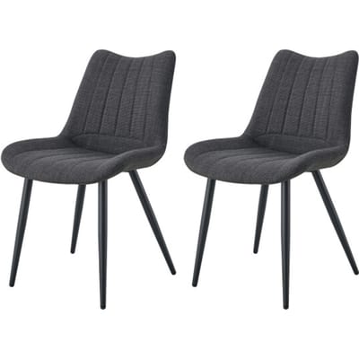 Furnilux Anthracite stoel set van 2 moderne 4-foot eetkamerstoel met quilted rug