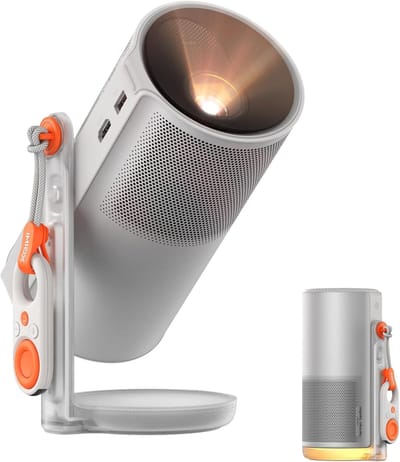 MELVRA Draagbare Beamer - Projector - Google TV met Netflix - 360° Verstelbare Standaard - 2,5 Uur Speeltijd - 12W Harman Kardon - Buitenshuisbeamer - WiFi & Bluetooth - Inclusief Filter