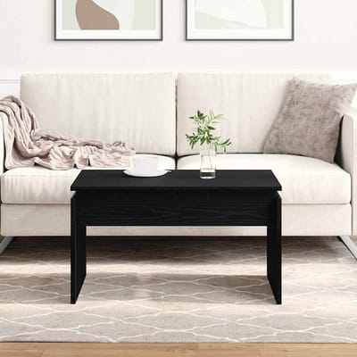 vidaXL - Salontafel - Zwart - Eiken - 68 - x - 50 - x - 38 - cm - Bewerkt - hout