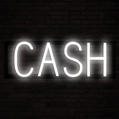 CASH - Lichtreclame Neon LED bord verlicht | SpellBrite | 44,61 x 16 cm | 6 Dimstanden & 8 Lichtanimaties | Reclamebord neon verlichting