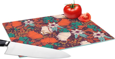 Glazen Snijplank - 28x20 - Bloemen - Herfst - Patroon - Snijplanken Glas