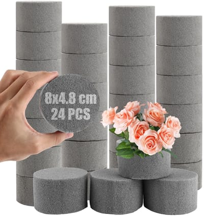 MTTProducts - Bloemschikmateriaal - Foam Bloemen - Ideaal voor Decoraties - Grijs - Creatief Klusmateriaal - Perfect voor Feestjes - 24 Stuks