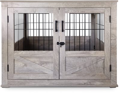 Houten Hondenbench Rustic - Luxueus - Medium - 79 x 57 x 62 cm - Grey Weathered - Bench voor Hond & Puppy - Eenvoudige Montage