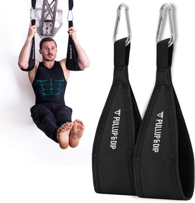 PULLUP & DIP Training - Buikspier Lussen - Gevoerde Armsteunen - Inclusief Karabijnhaken - Heavy Duty Kwaliteit