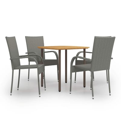 vidaXL - 5-delige - Tuinset - poly - rattan - grijs
