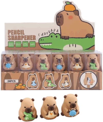 Centrum puntenslijpers Capybara - 24 stuks - schattige slijpers display.