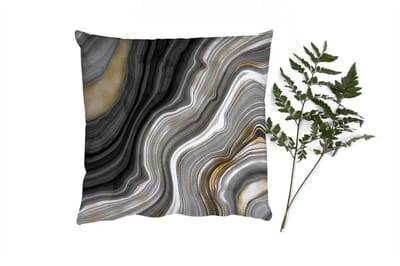 Sierkussens - Kussentjes Woonkamer - 60x60 cm - Marmer - Steen - Agaat - Black en gold