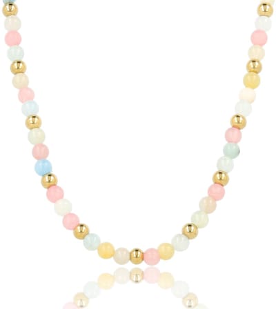 My Bendel - Kralenketting met Verschillende Edelstenen • Rose Quartz, Morganite & Moonstone - met Luxe Cadeauverpakking | Sieraden Voor Dames