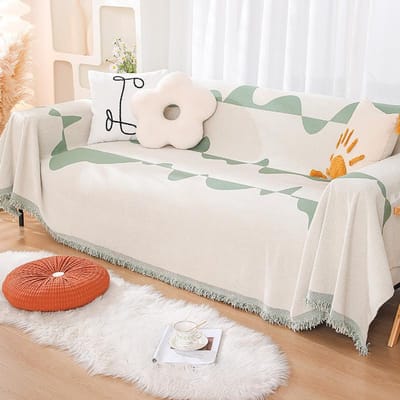 Bankhoes Handdoek Ins Stijl Scandinavisch Bankkleed Hoes Handdoek All-Inclusive Bankhoes Vier Seizoenen Universeel Bankkussen 180*130cm white