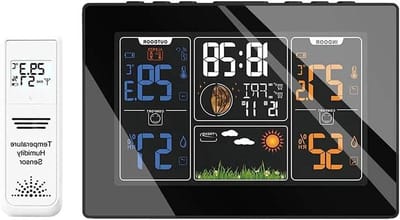 Weerstation Digitaal - Weervoorspeller Klok - Weer Monitoren - Binnenshuis Buitentemperatuur - Draadloos - Zwart