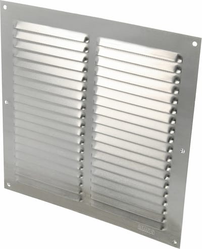 AMIG Ventilatierooster/muurrooster met gaas - 200 x 200mm - aluminium - zilver - schoepenrooster - tegen muggen en insecten