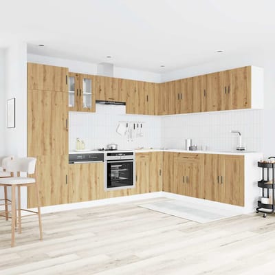 vidaXL - 14-delige - Keukenkastenset - Porto - bewerkt - hout - artisanaal - eiken