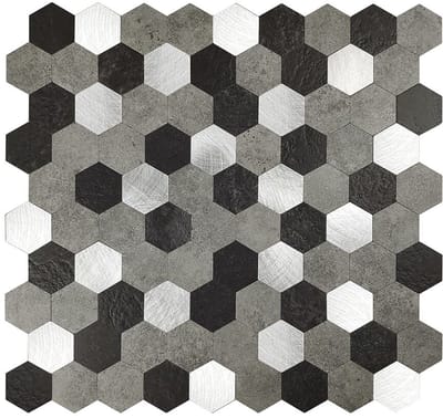 Zelfklevende Mozaïek Tegel - Afimera Mix Hexagon - Grijs/Zwart - 288x280x4mm