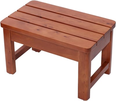 Douchekruk Hout - Badbank Stabiliteit - Veilig Douchen - Met Opbergplank - 50x30x40cm - Natuurlijk Hout