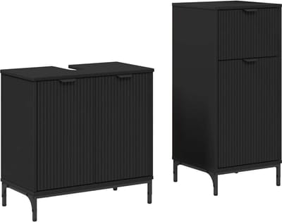 vidaXL Badkamermeubelset 2 st Zwart 39,5 x 36 x 88 cm