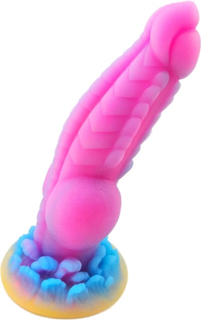 BNDGx® - Dildo - Glow in the dark gekleurd - 21cm -Roze blauw dikke Penis -Zuignap - anaal vaginaal