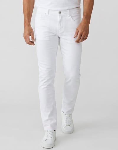 Witte Jeans Heren Broek - Heren Jeans Slim Fit - Stretch Jeans Heren - Witte Spijkerbroek Heren YG-1619 Wit