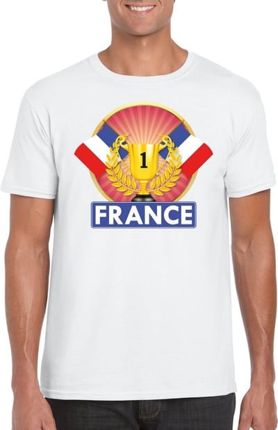 Wit Frans kampioen t-shirt heren - Frankrijk supporters shirt S