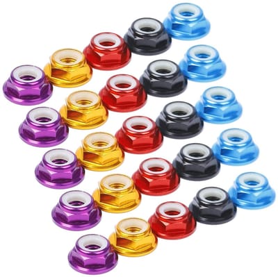 25 Stuks M5 Zeskante Zelfsluitende Moeren - CNC Aluminium Flens Moeren met Nylon Lock - Duurzame Plug Moeren voor Bevestiging