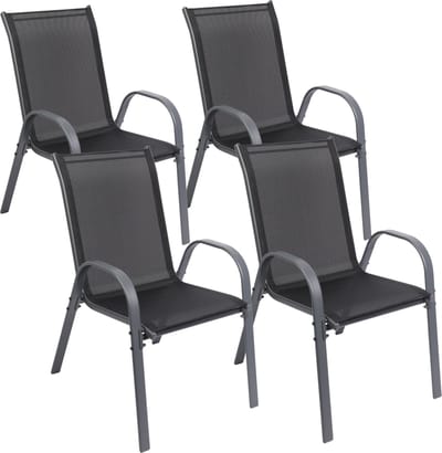 Albatros Kuba Tuinstoelen Set van 4 - Stapelbare Tuinstoelen met Robuust Metalen Frame en Hoog Draagvermogen - Comfortabele stapelbare stoelen ook als Terrasstoelen of Balkonstoelen