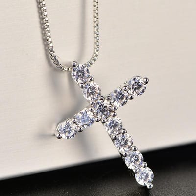 Mode Zirkoon Kruis Hanger Ketting Voor Vrouwen choker Engagement 925 Sterling Zilveren Partij Sieraden dz648 gray