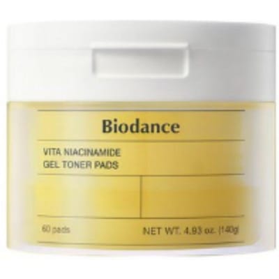 BIODANCE Vita Niacinamide Gel Toner Pads 60 Feuilles 140g – Tonifiant Éclaircissant Soin des Pores Hydratant K-Beauty