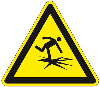 Waarschuwingssticker dun ijs - ISO 7010 - W043 50 mm - 10 stuks per kaart
