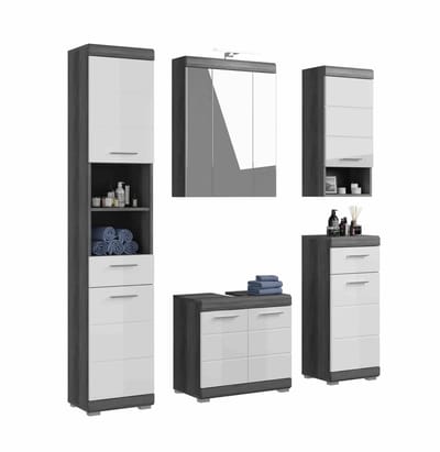Scout badkamercombinatie wit hoogglans MDF TZ rookzilver NB - 34x164x191cm